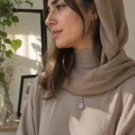 گردنبند استیل طرح جواهری با نگین صورتی - تصویر 2